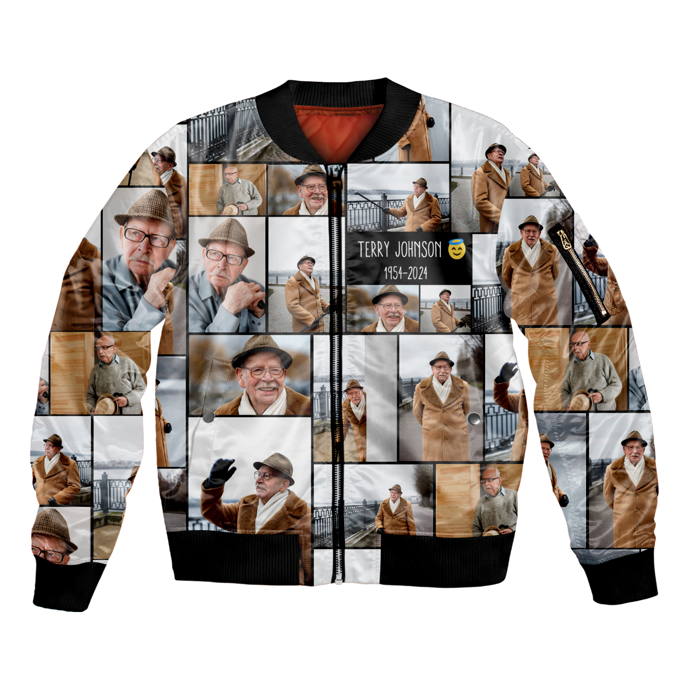 Create a Memorial Gifts for Loss Of Father with Collage Photo & Text AOP on Bomber Jacket