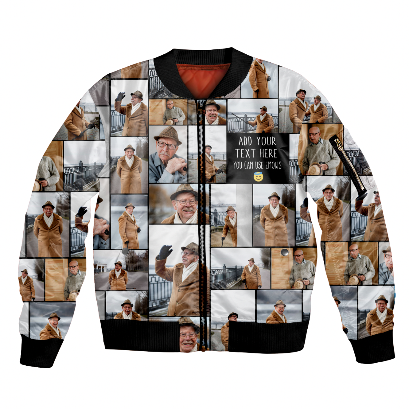 Create a Memorial Gifts for Loss Of Father with Collage Photo & Text AOP on Bomber Jacket