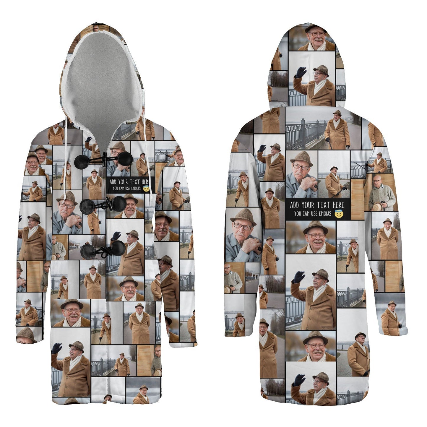 Create Your Own AOP Unisex Hooded Cloak Coat with Collage Photo & Text