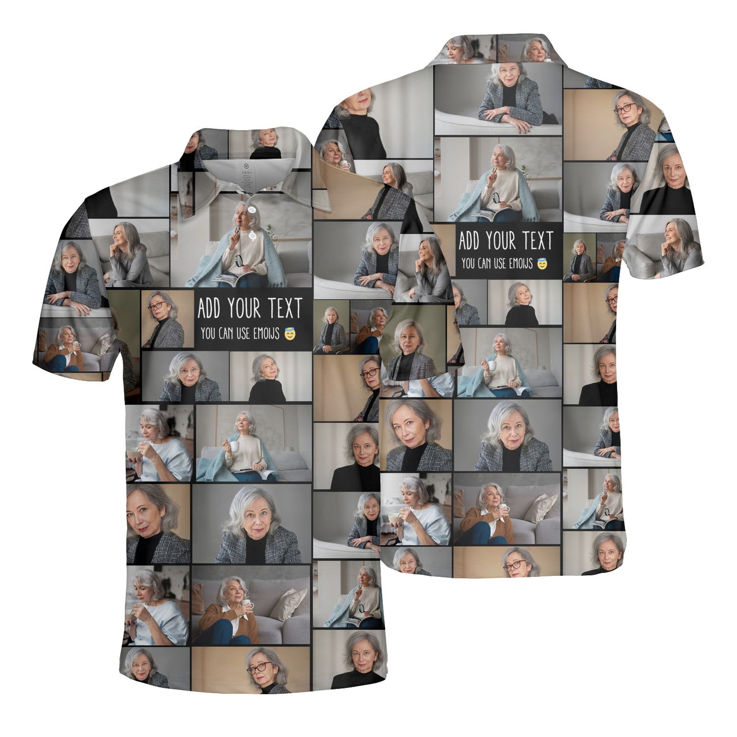Create a Memorial Gifts for Loss Of Father with Collage Photo & Text on AOP Polo Shirt