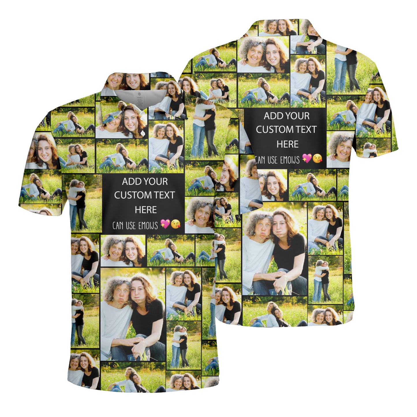 Create a Memorial Gifts for Loss Of Father with Collage Photo & Text on AOP Polo Shirt