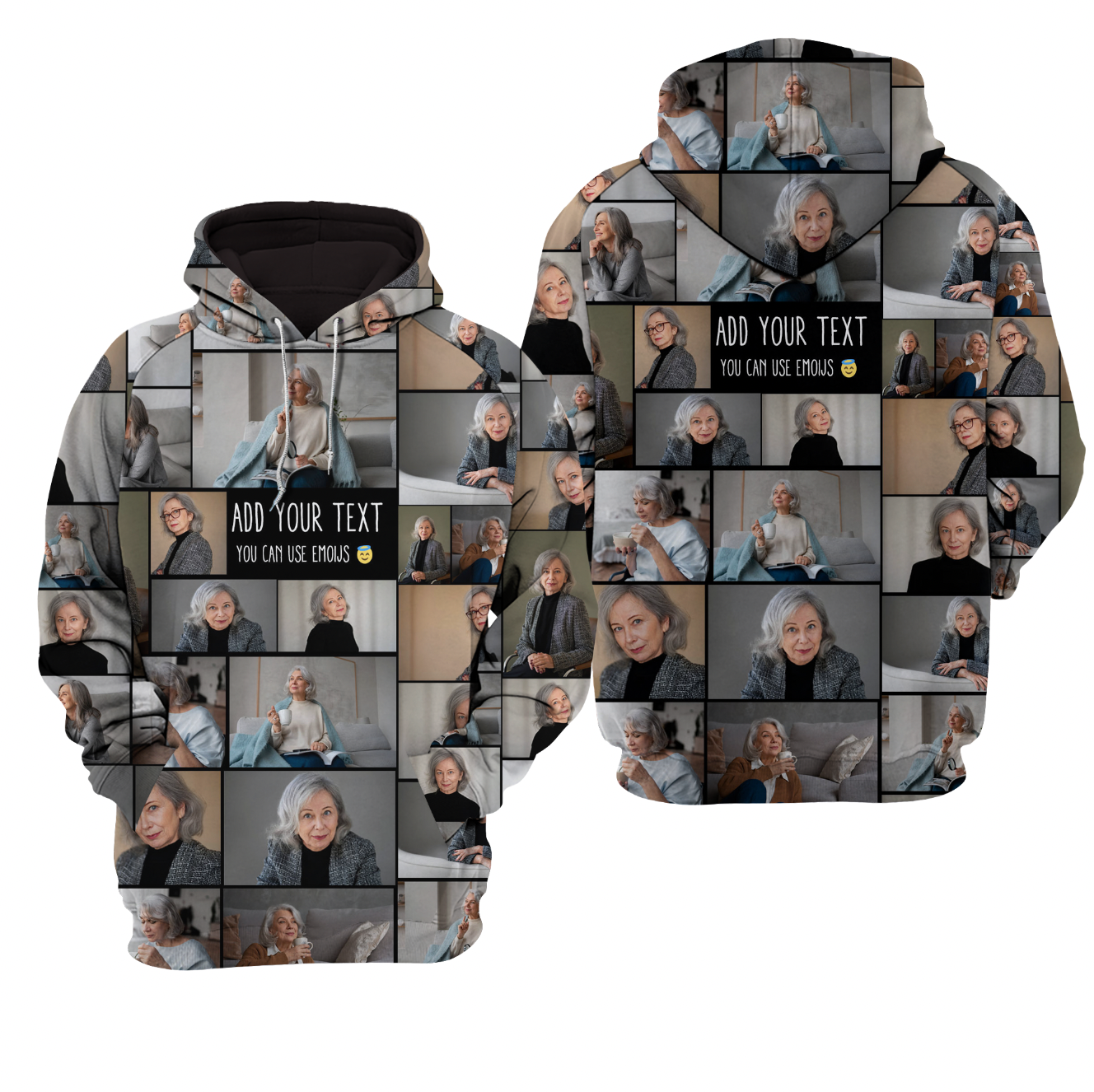 Create a Memorial Gifts for Loss Of Father with Collage Photo & Text on AOP Unisex Raglan Hoodie