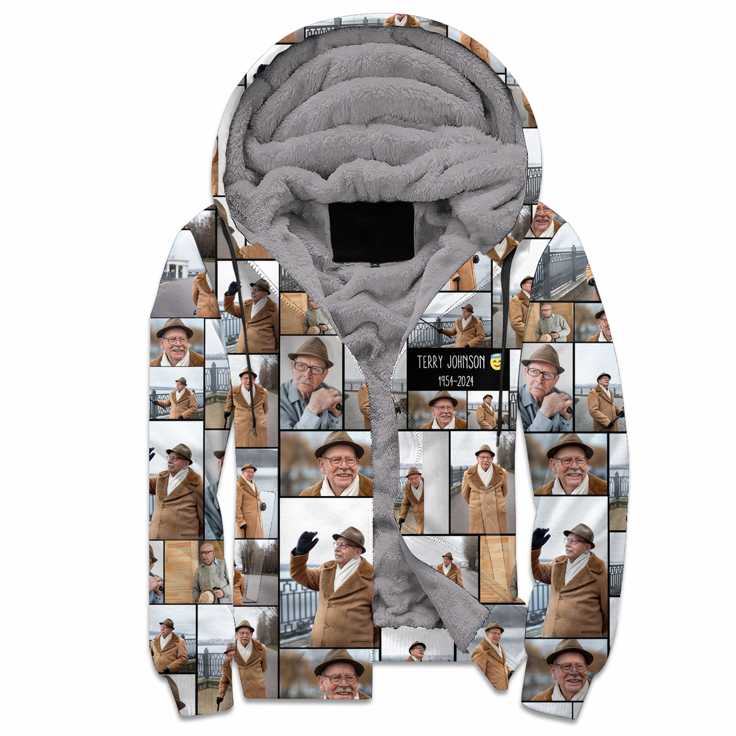 Create a Memorial Gifts for Loss Of Father with Collage Photo & Text on Fleece Zip Hoodie
