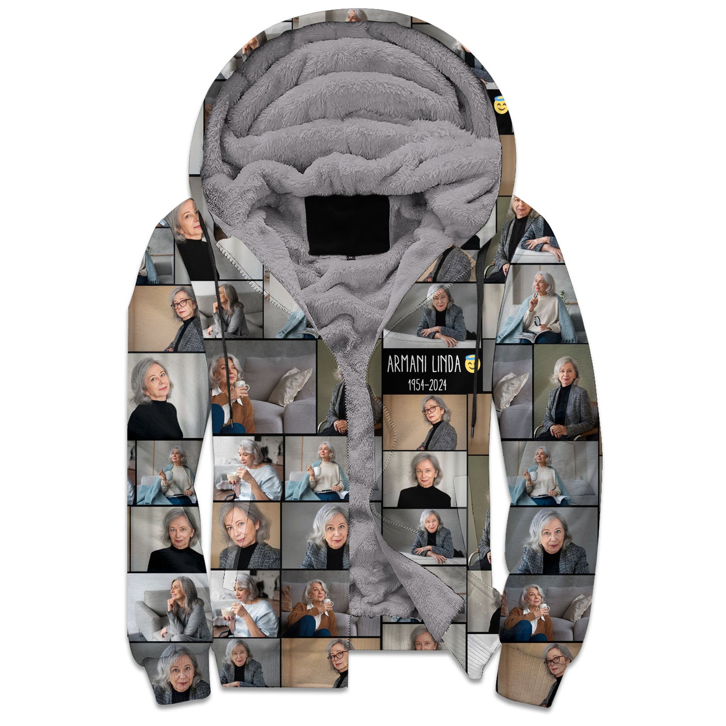 Create a Memorial Gifts for Loss Of Father with Collage Photo & Text on Fleece Zip Hoodie