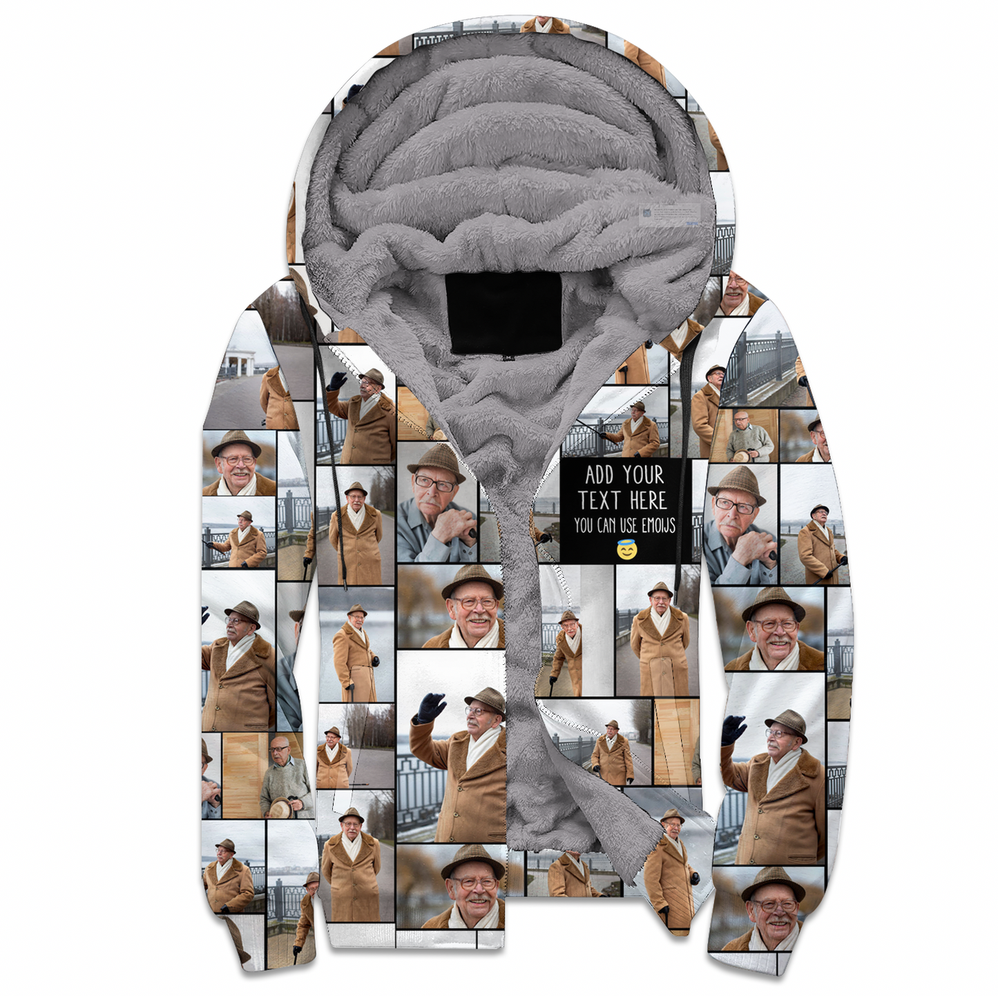 Create a Memorial Gifts for Loss Of Father with Collage Photo & Text on Fleece Zip Hoodie