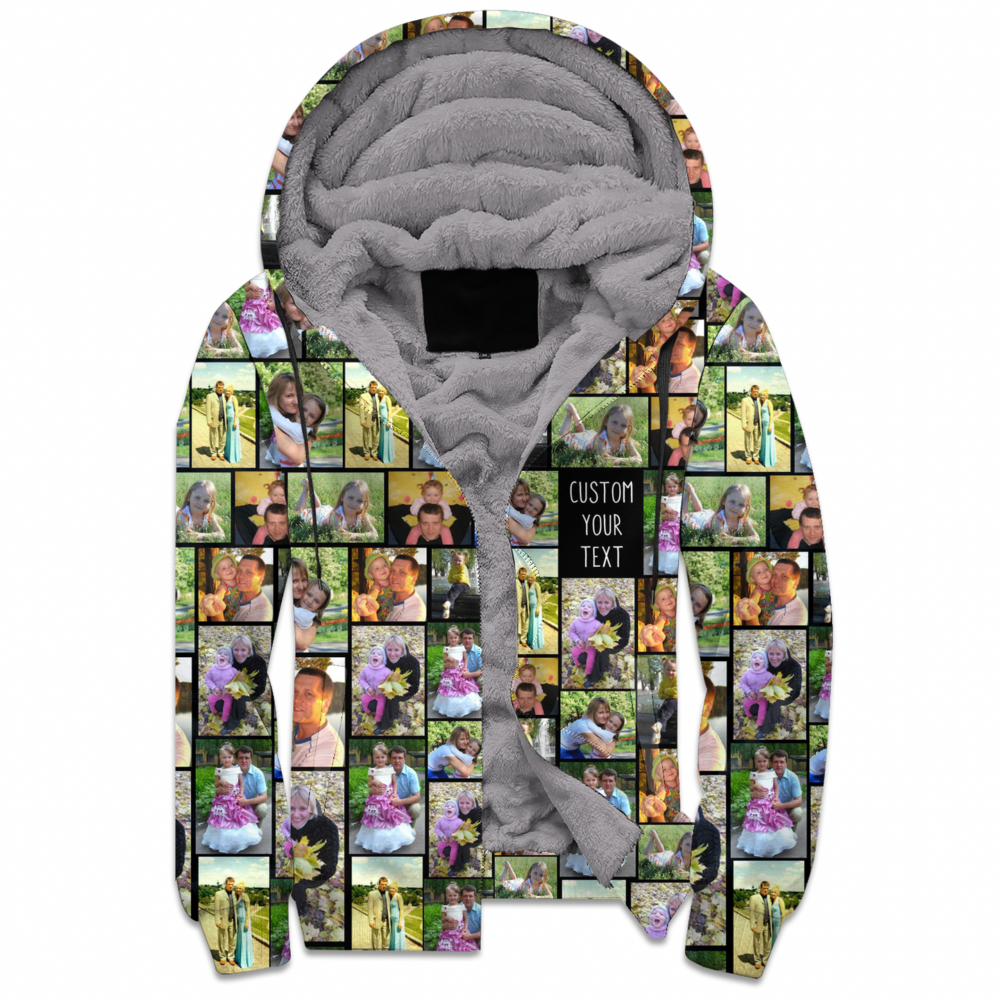 Create a Memorial Gifts for Loss Of Father with Collage Photo & Text on Fleece Zip Hoodie