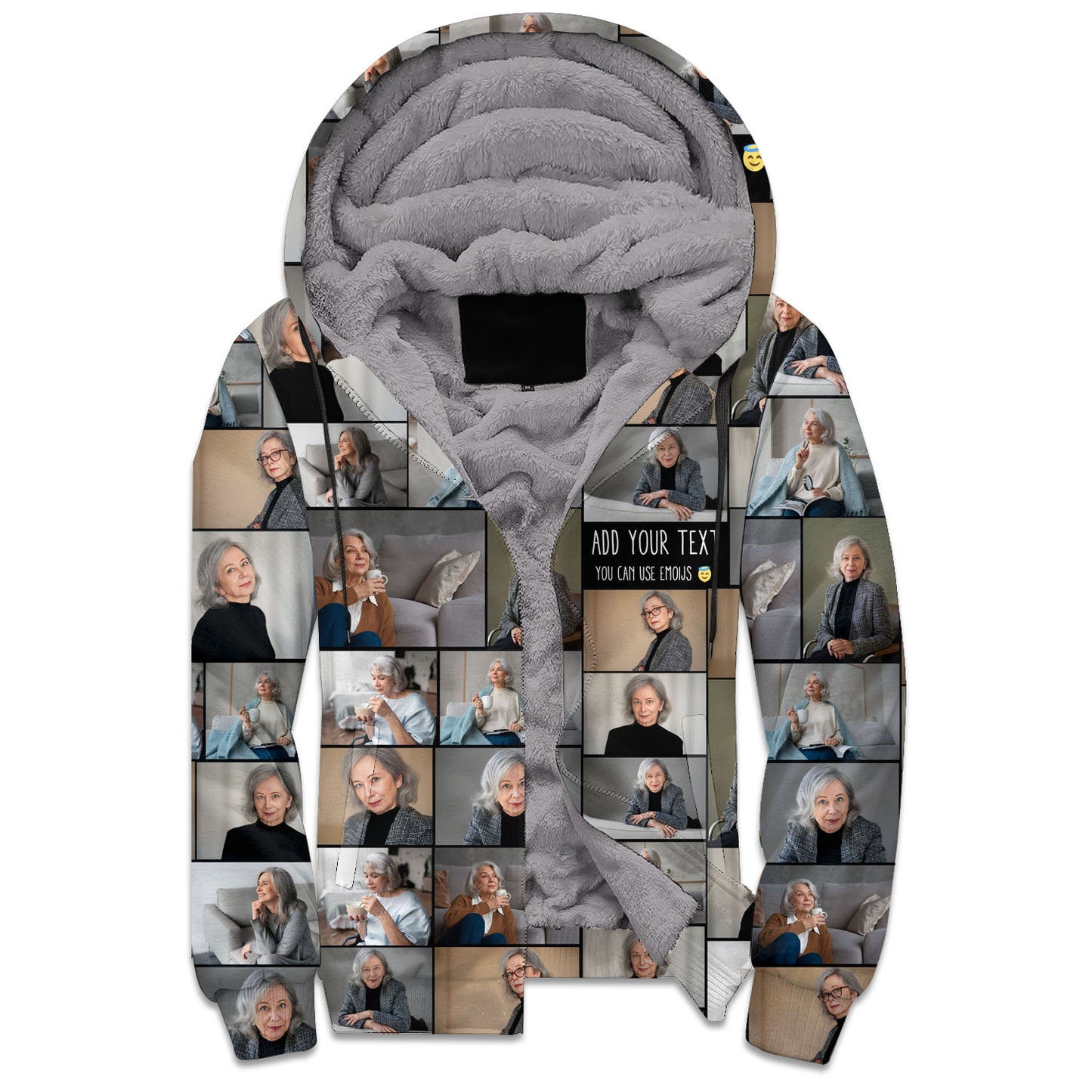 Create a Memorial Gifts for Loss Of Father with Collage Photo & Text on Fleece Zip Hoodie