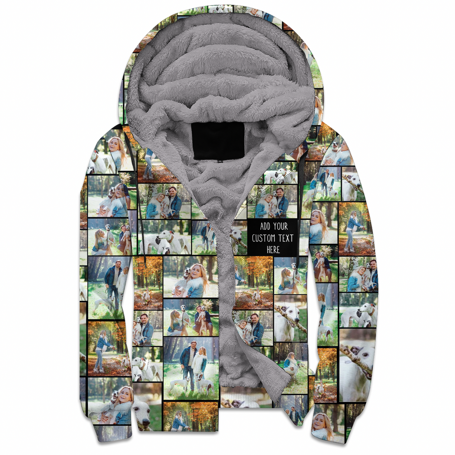 Create a Memorial Gifts for Loss Of Father with Collage Photo & Text on Fleece Zip Hoodie