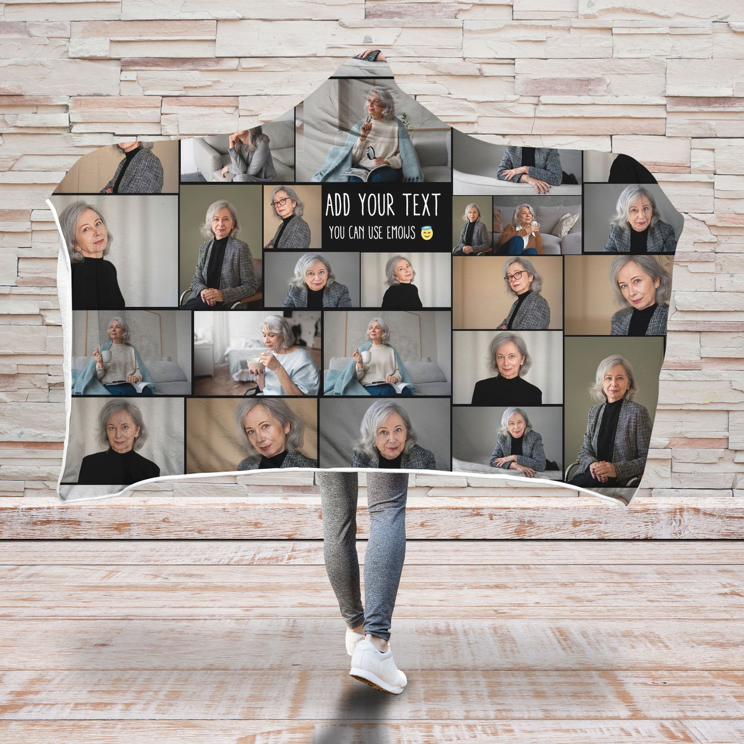Create a Memorial Gifts for Loss Of Father with Collage Photo & Text on Hooded Blanket