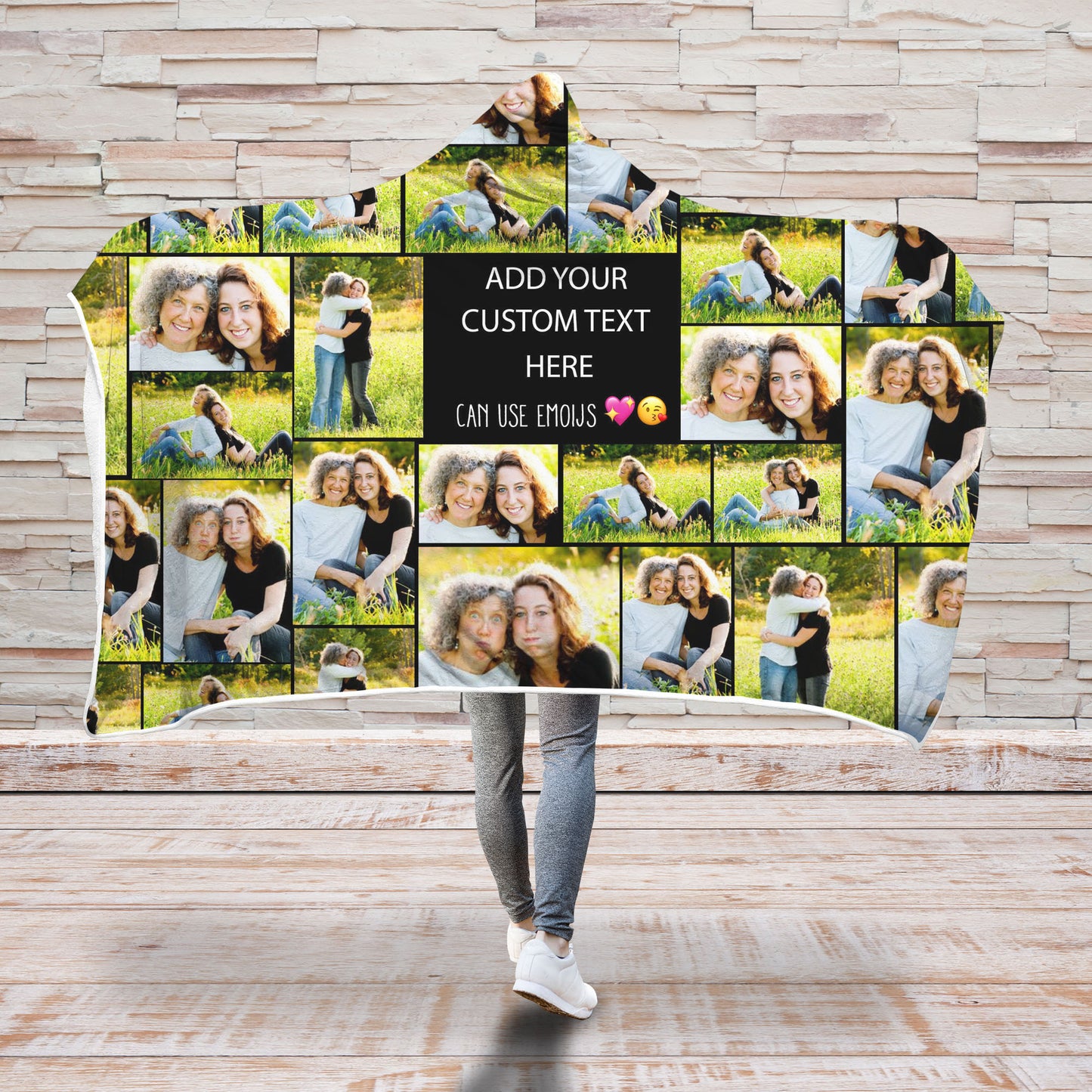 Create a Memorial Gifts for Loss Of Father with Collage Photo & Text on Hooded Blanket