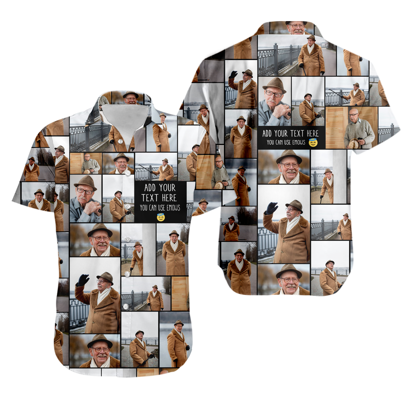 Create a Memorial Gifts for Loss Of Father with Collage Photo & Text on Unisex Hawaiian Shirt