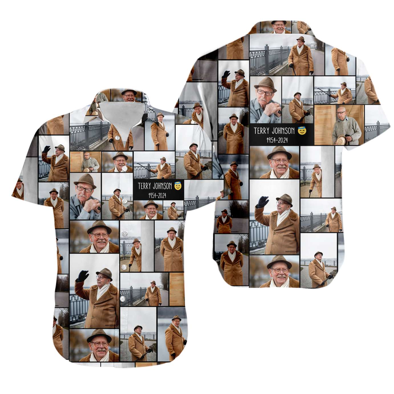 Create a Memorial Gifts for Loss Of Father with Collage Photo & Text on Unisex Hawaiian Shirt