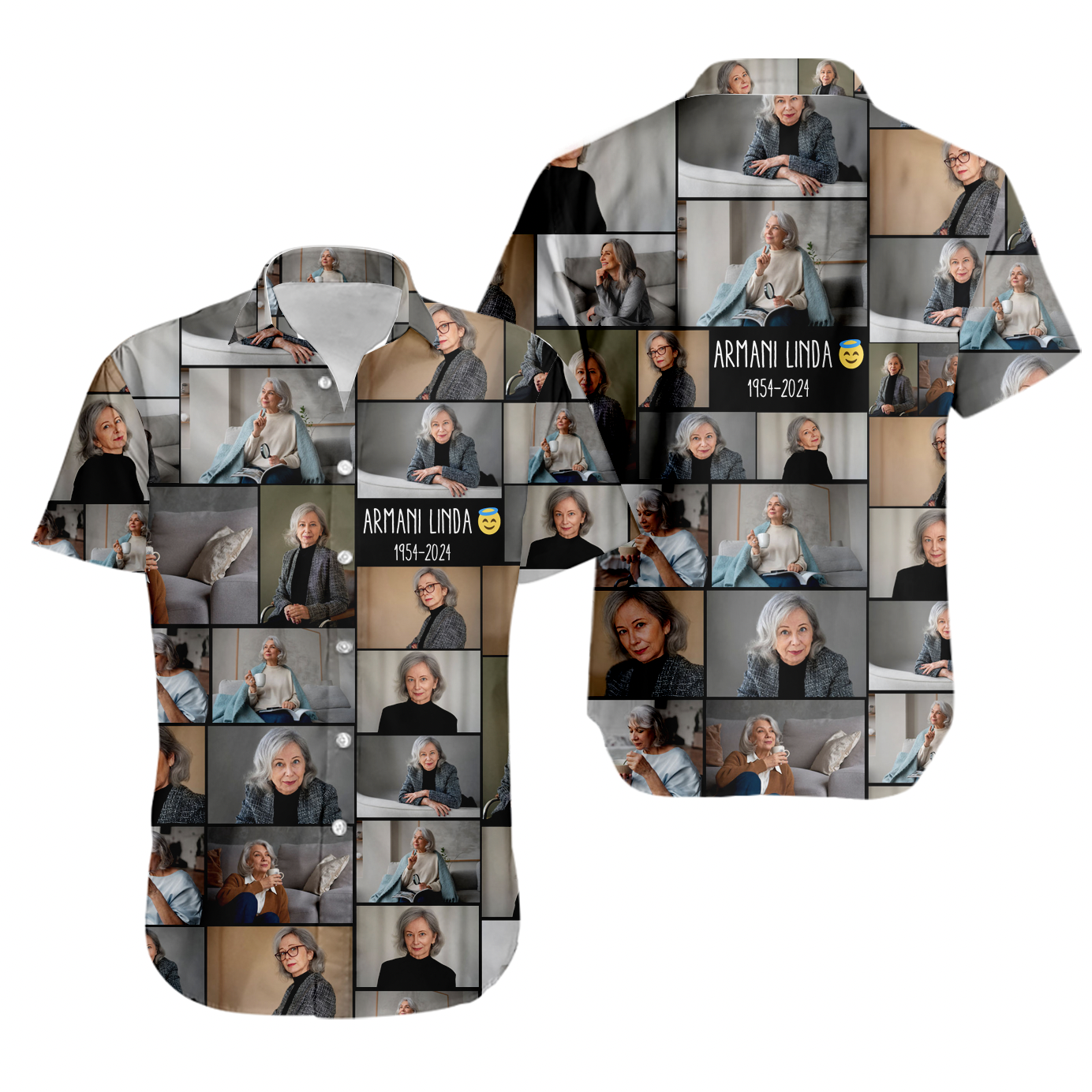 Create a Memorial Gifts for Loss Of Mother with Collage Photo & Text on Unisex Hawaiian Shirt