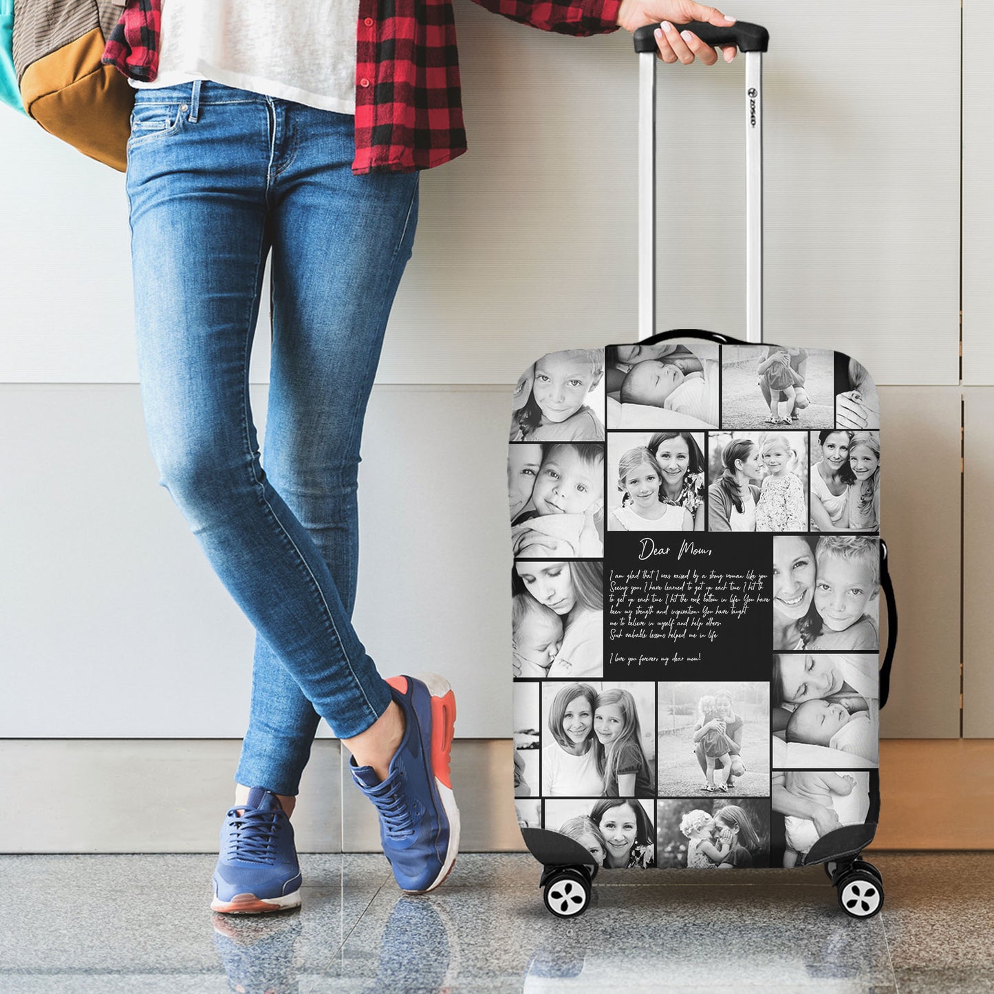 Create Your Own Mom’s Luggage Cover – Photo Collage & Custom Text