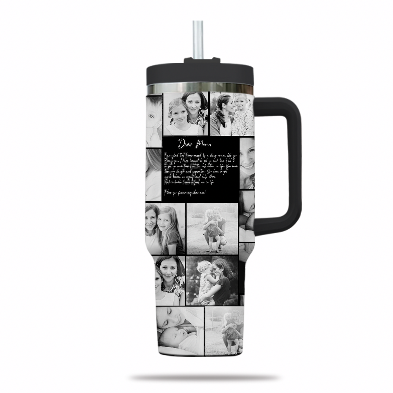 Create Your Own Mom’s 40oz Large Tumbler – Photo Collage & Custom Text