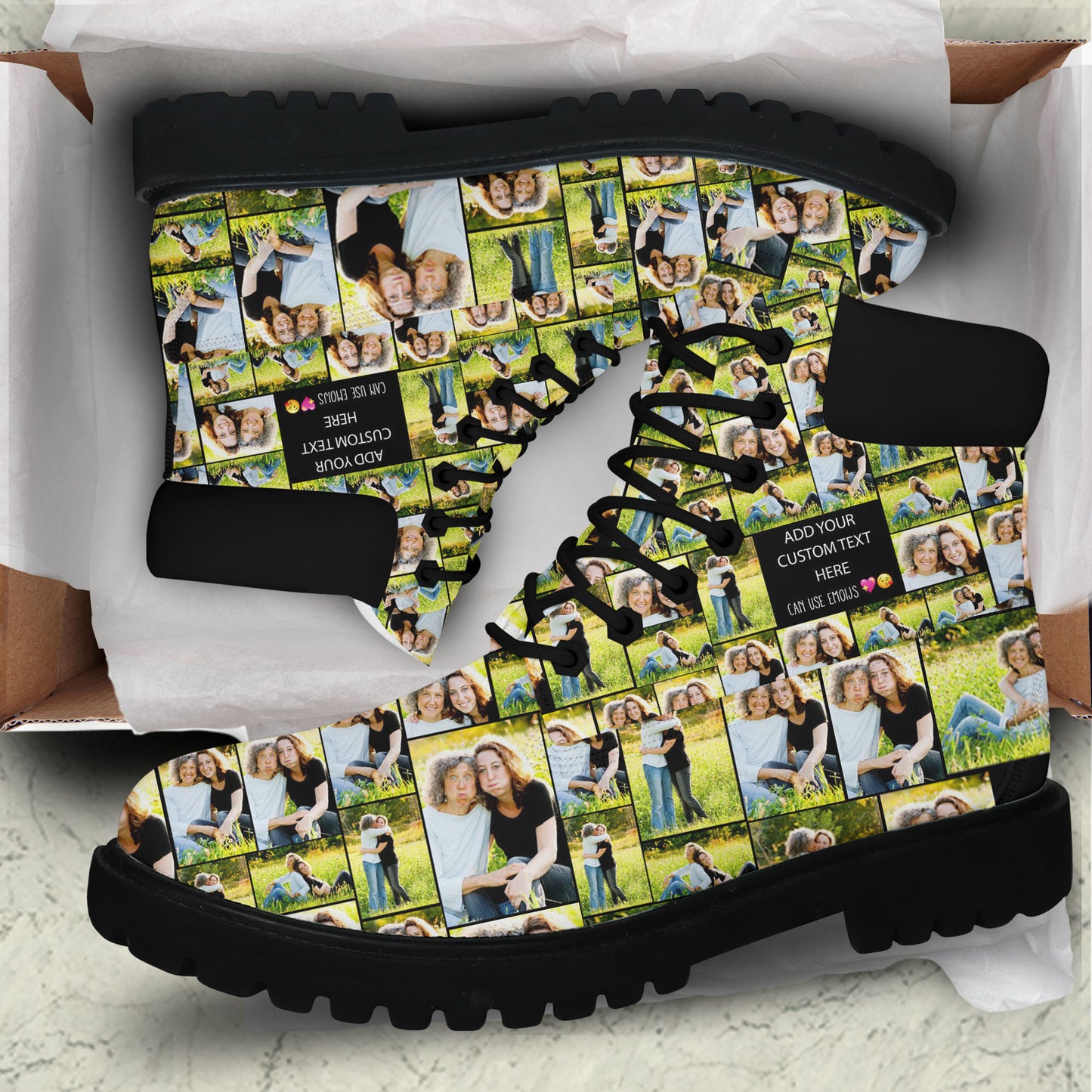 Create Your Own Mom’s Genuine Leather All Season Boots – Photo Collage & Custom Text