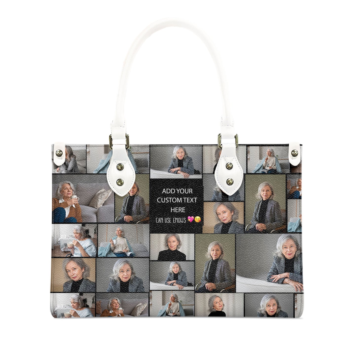 Create Your Own Mom’s Leather Handbag with Ziplock – Photo Collage & Custom Text