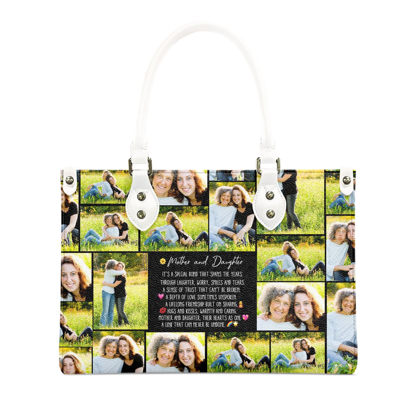 Create Your Own Mom’s Leather Handbag with Ziplock – Photo Collage & Custom Text