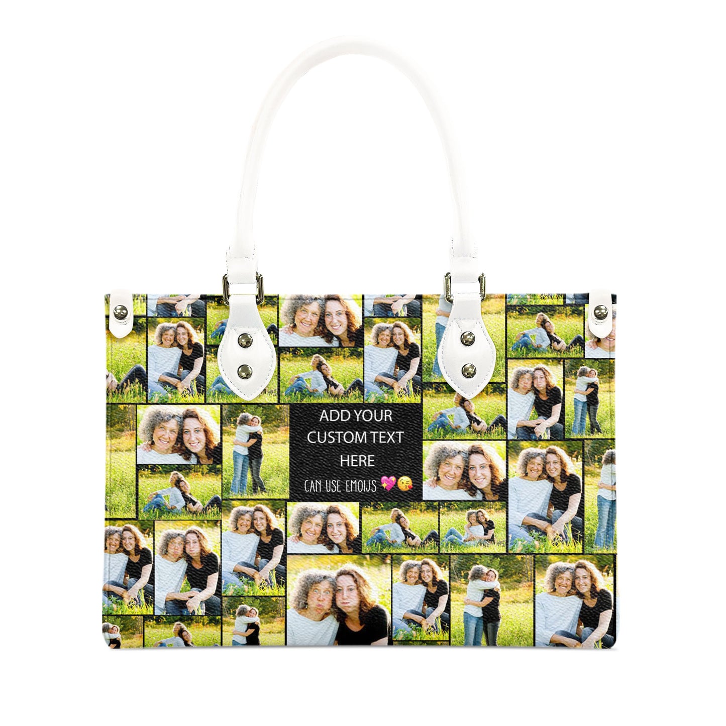 Create Your Own Mom’s Leather Handbag with Ziplock – Photo Collage & Custom Text