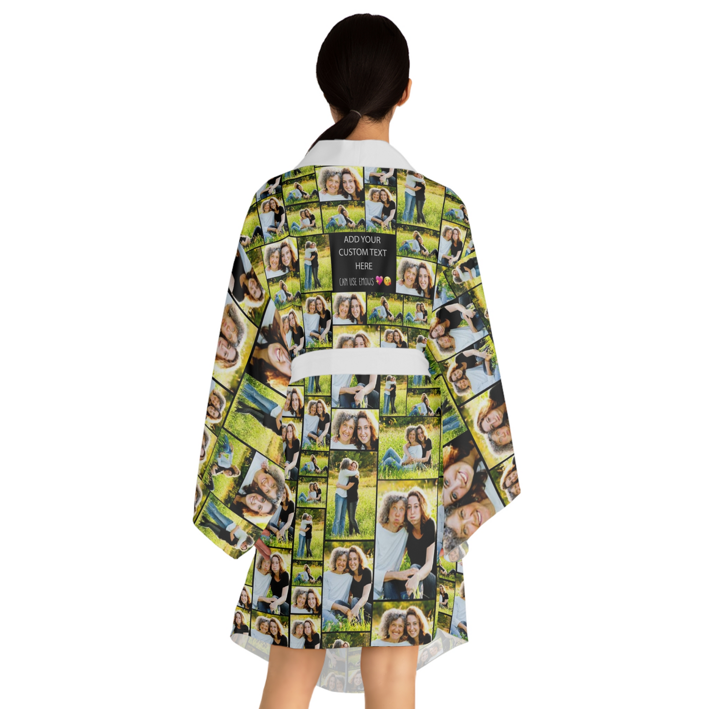 Create Your Own Mom’s Long Sleeve Kimono Robe – Photo Collage & Custom Text