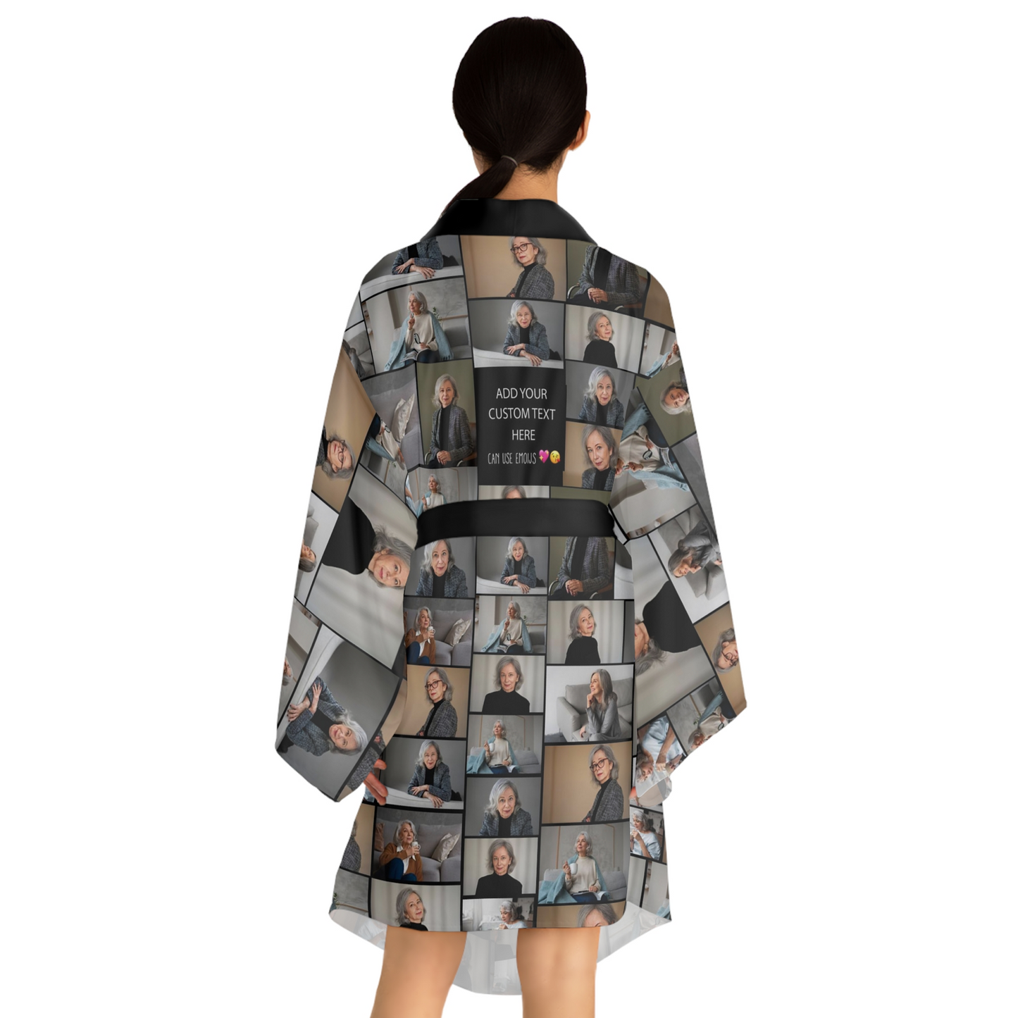 Create Your Own Mom’s Long Sleeve Kimono Robe – Photo Collage & Custom Text