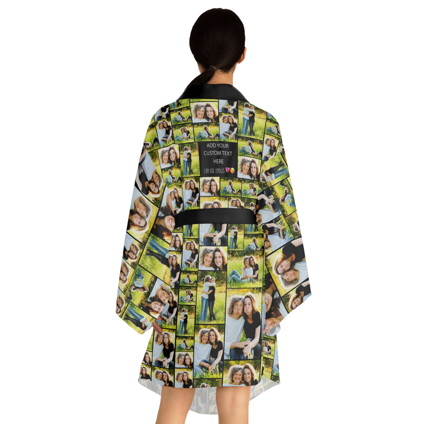 Create Your Own Mom’s Long Sleeve Kimono Robe – Photo Collage & Custom Text