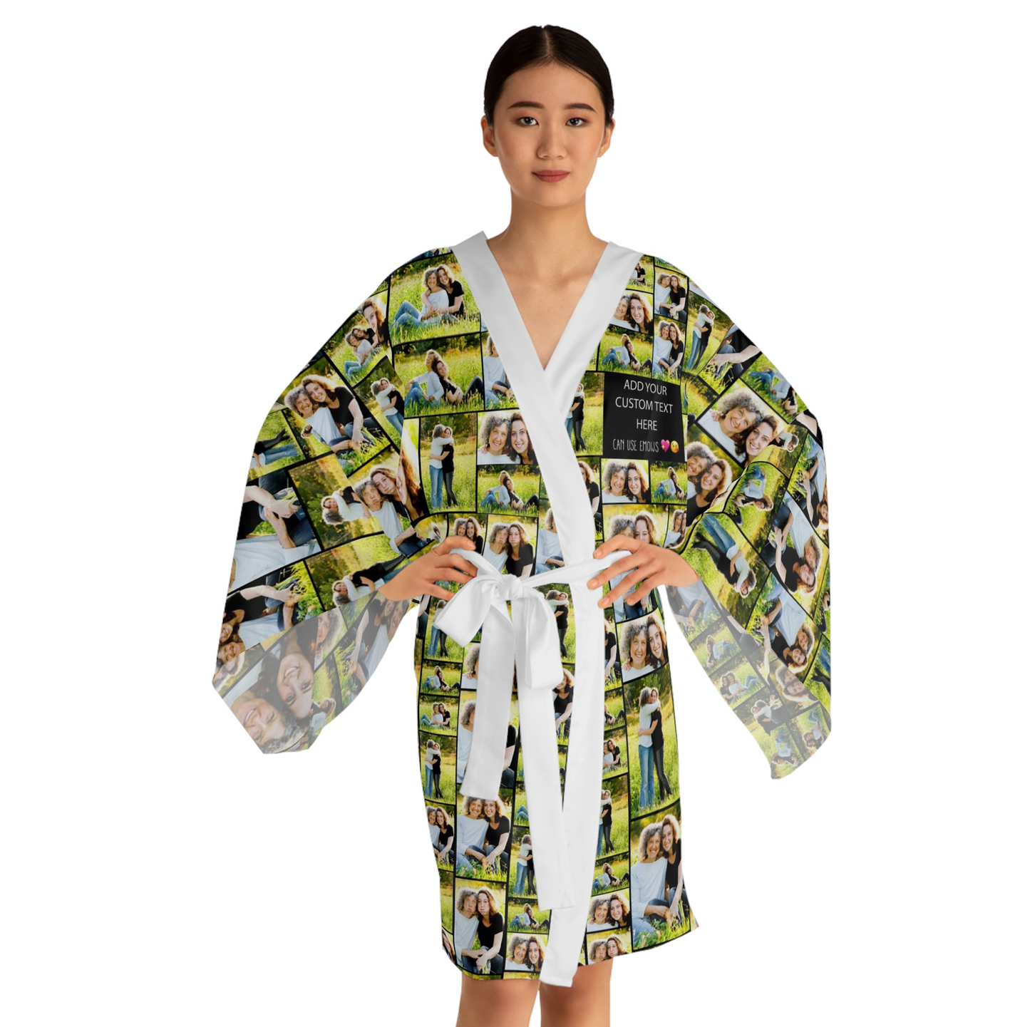 Create Your Own Mom’s Long Sleeve Kimono Robe – Photo Collage & Custom Text