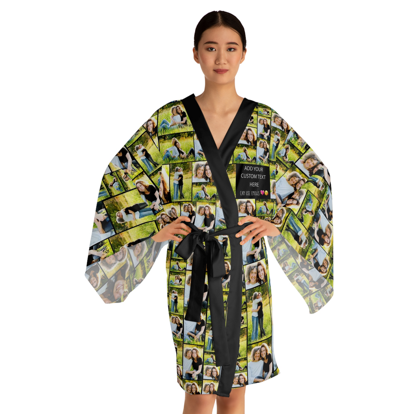 Create Your Own Mom’s Long Sleeve Kimono Robe – Photo Collage & Custom Text