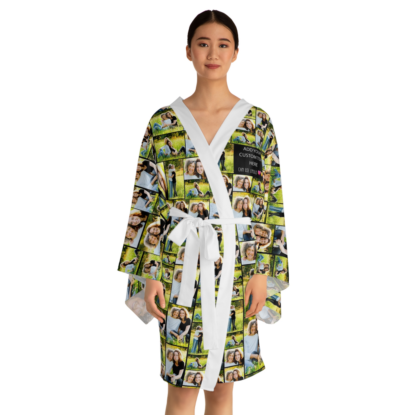 Create Your Own Mom’s Long Sleeve Kimono Robe – Photo Collage & Custom Text