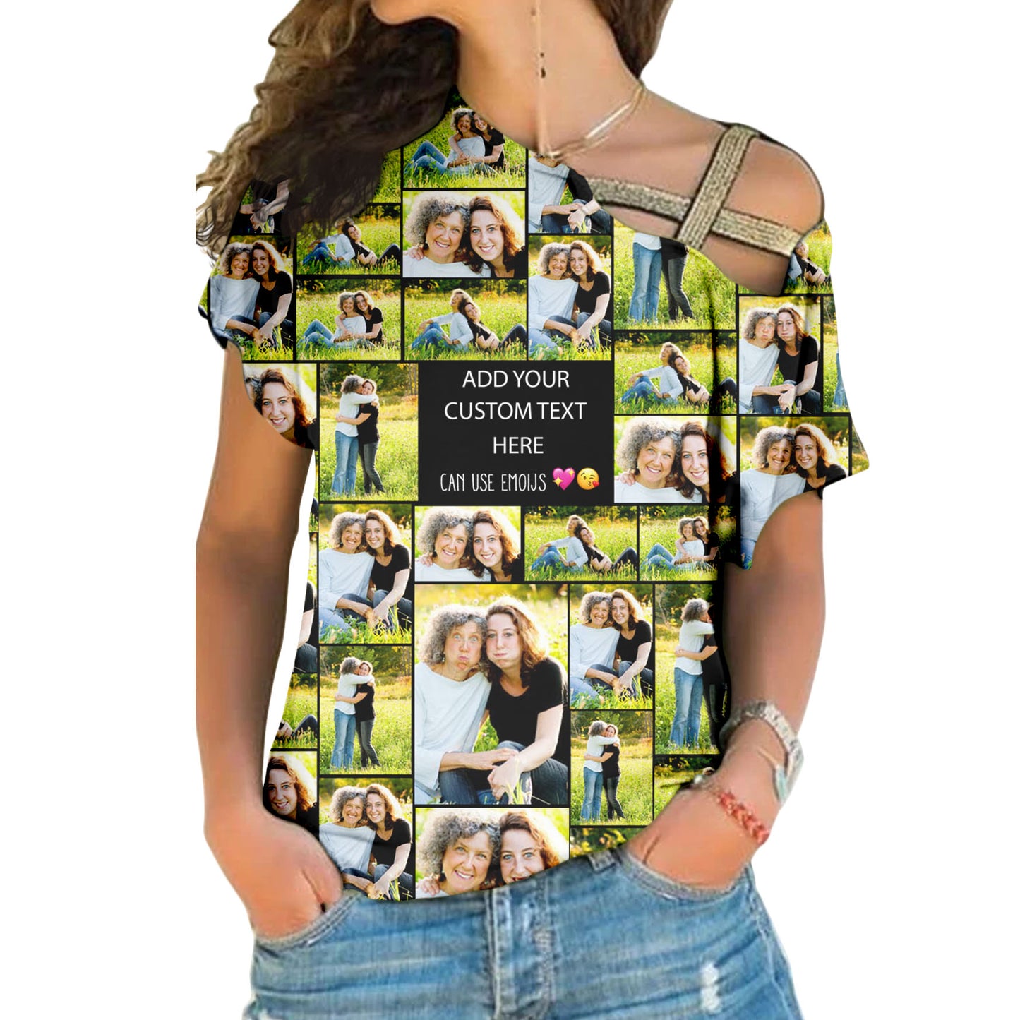 Create Your Own Mom’s One Shoulder Shirt – Photo Collage & Custom Text