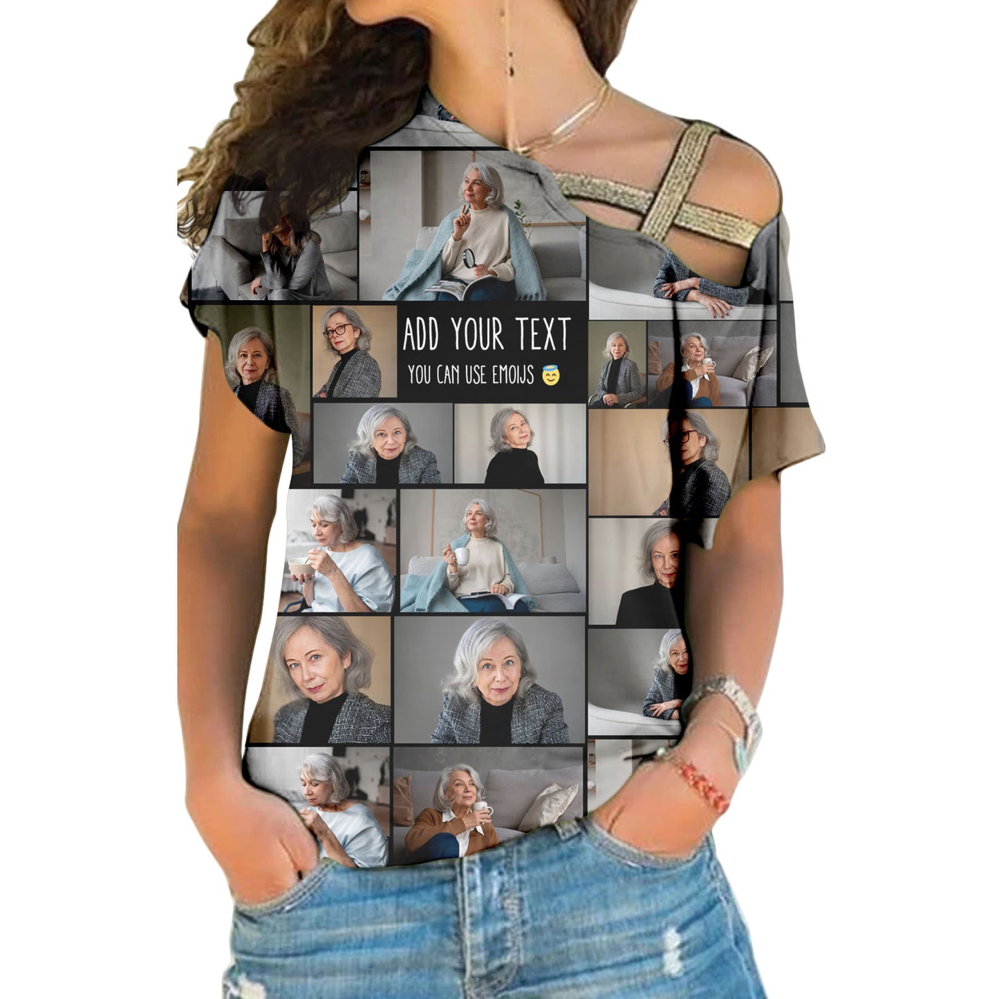 Create Your Own Mom’s One Shoulder Shirt – Photo Collage & Custom Text