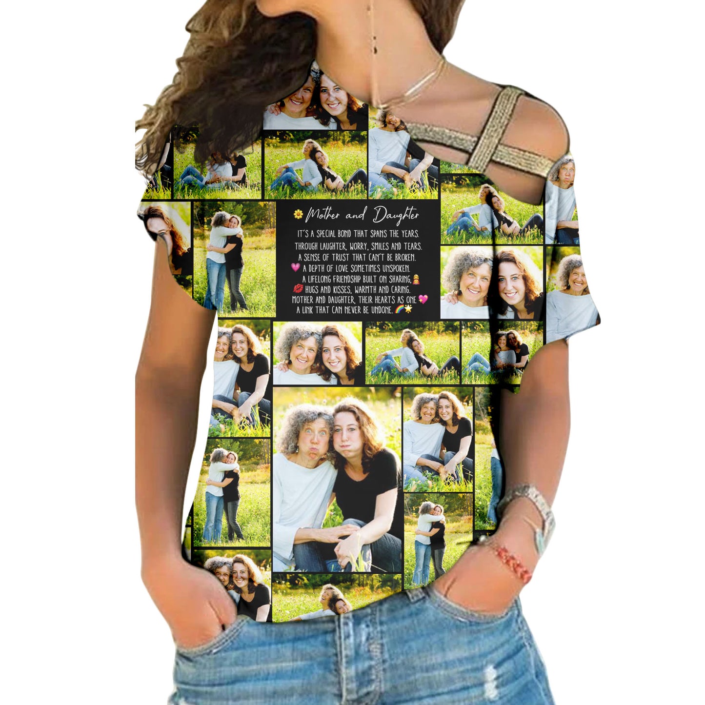 Create Your Own Mom’s One Shoulder Shirt – Photo Collage & Custom Text