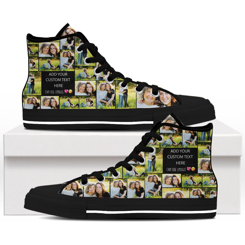 Create Your Own Mom’s AOP High Top Shoes – Photo Collage & Custom Text