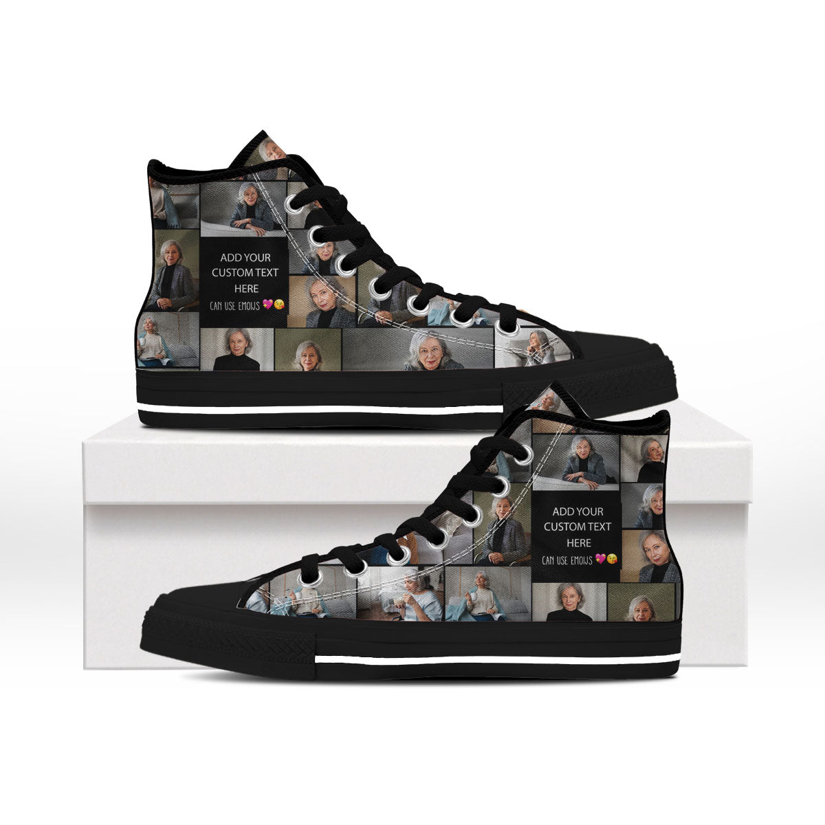 Create Your Own Mom’s AOP High Top Shoes – Photo Collage & Custom Text