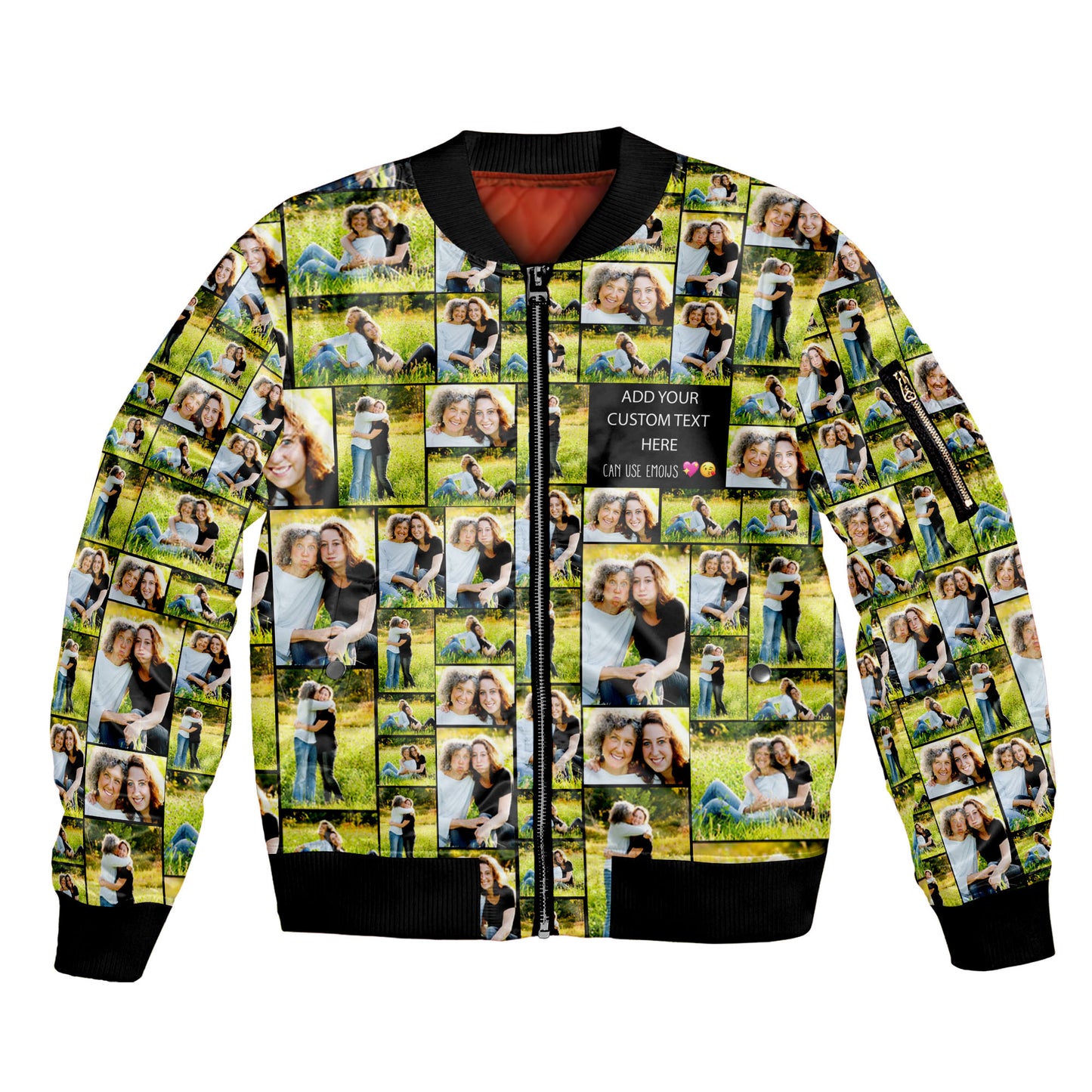 Create Your Own Mom’s AOP Bomber Jacket – Photo Collage & Custom Text