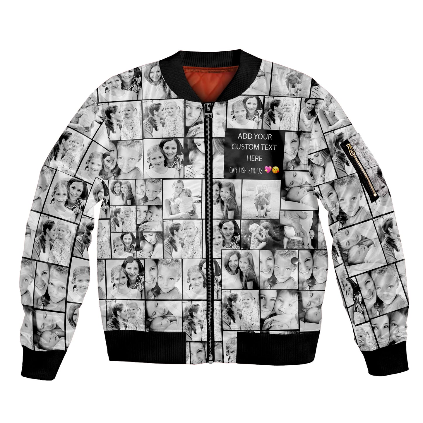 Create Your Own Mom’s AOP Bomber Jacket – Photo Collage & Custom Text