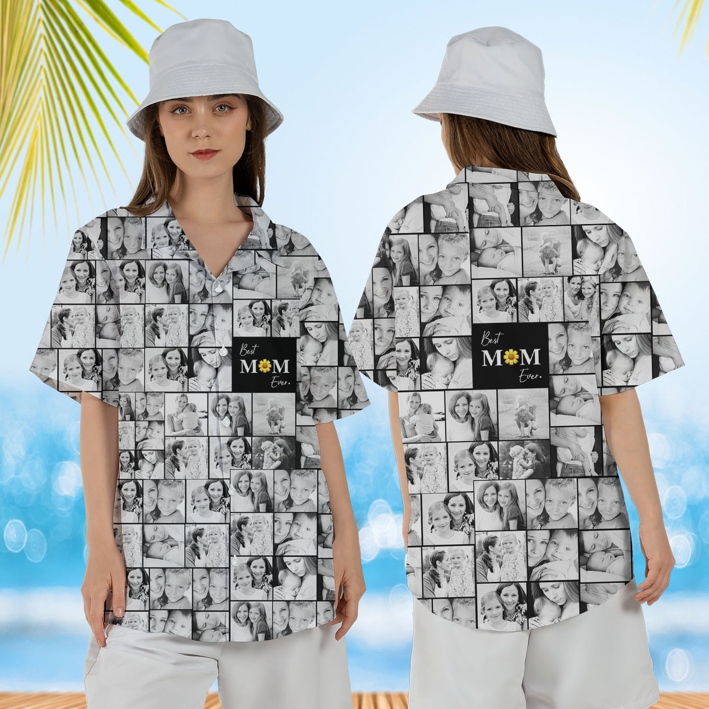 Create Your Own Mom’s Unisex Hawaiian Shirt – Photo Collage & Custom Text