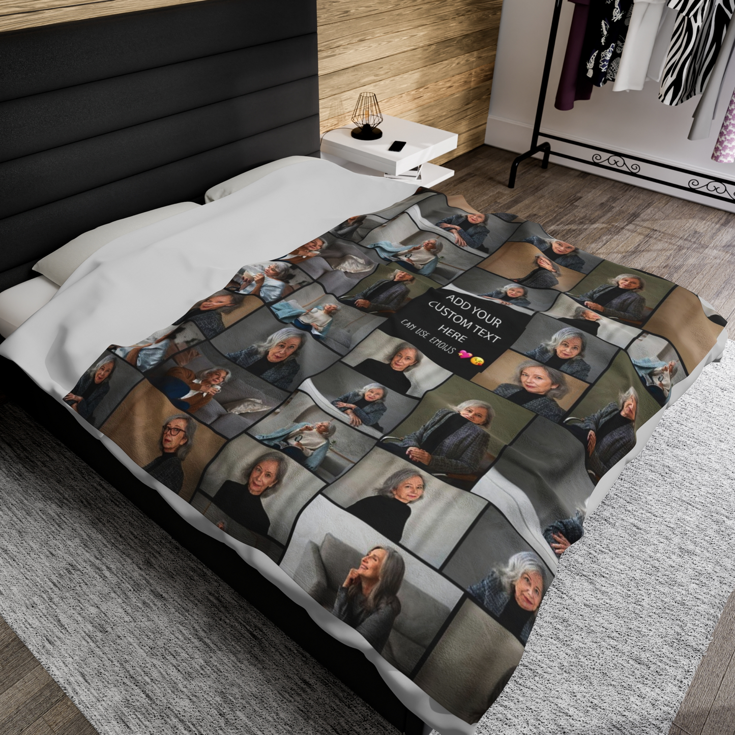 Create Your Own Mom’s Velveteen Plush Blanket – Photo Collage & Custom Text