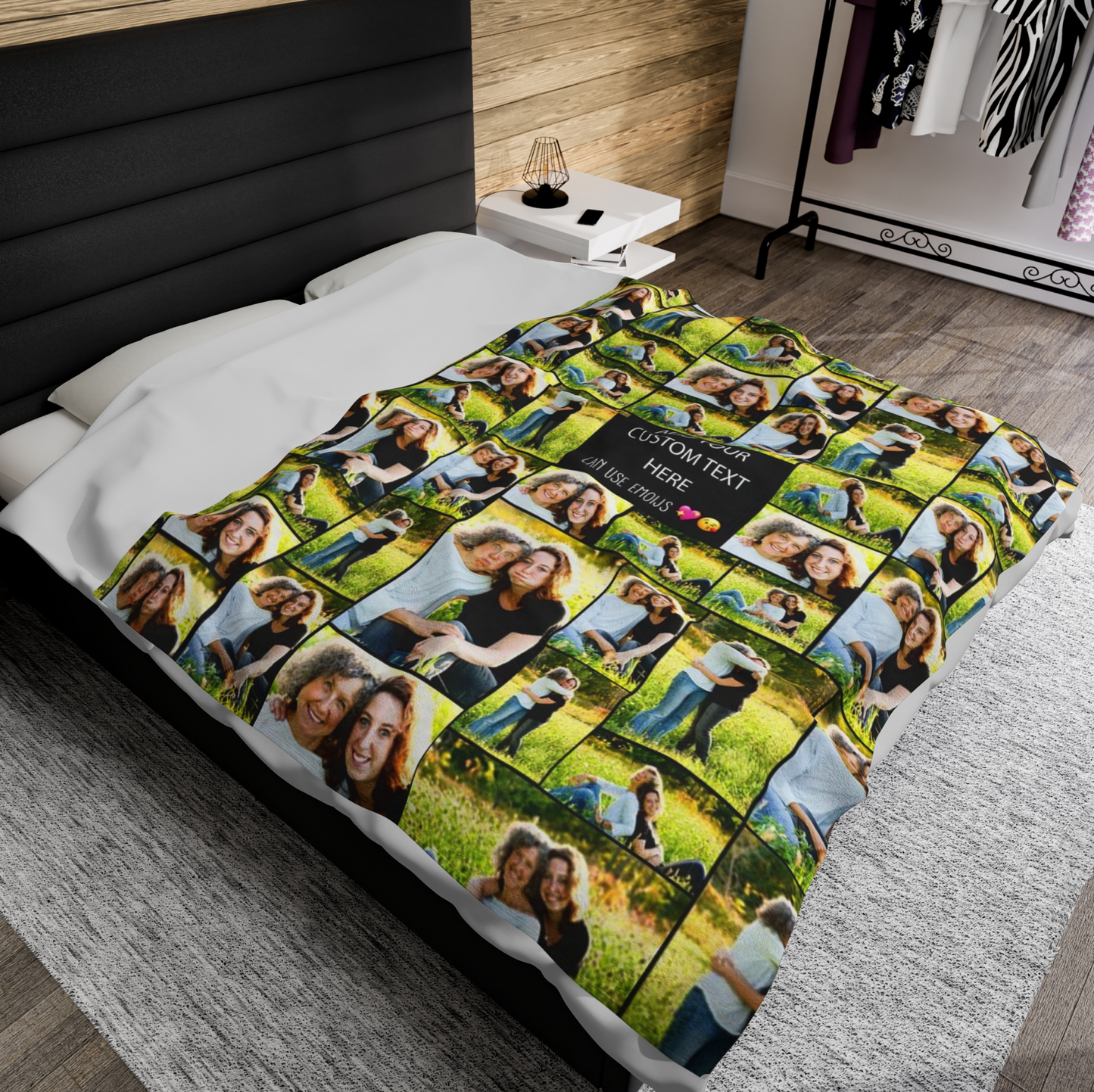 Create Your Own Mom’s Velveteen Plush Blanket – Photo Collage & Custom Text