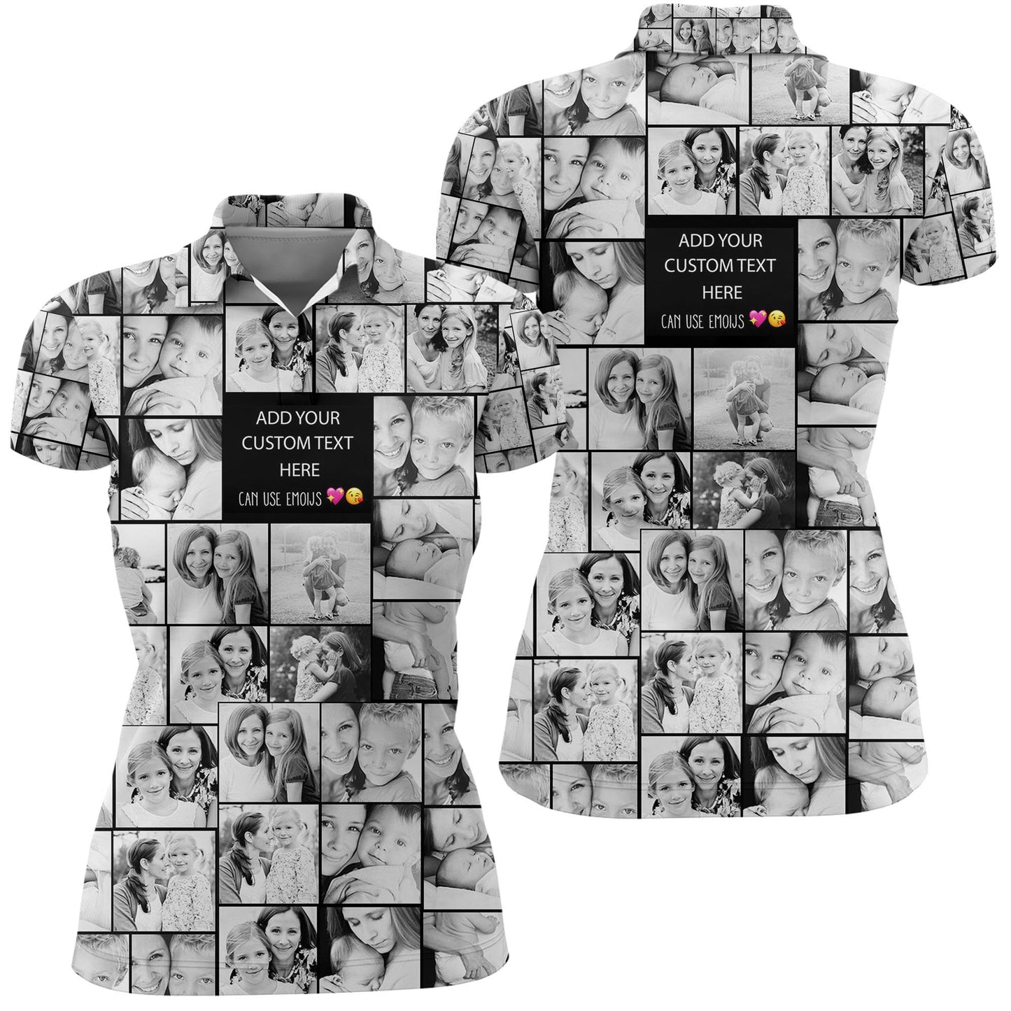 Create Your Own Mom’s AOP Women Polo Shirt – Photo Collage & Custom Text