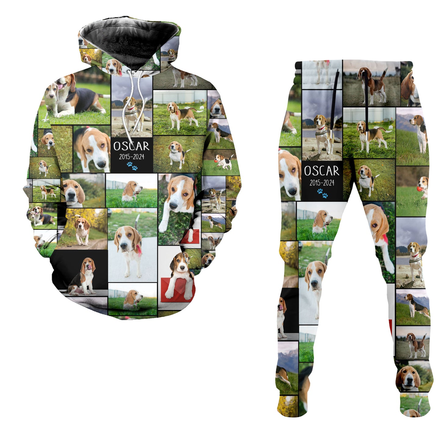 Create a Pet Dog Cat Memorial Sympathy Gifts with Collage Photo & Text on Combo Hoodie & Joggers