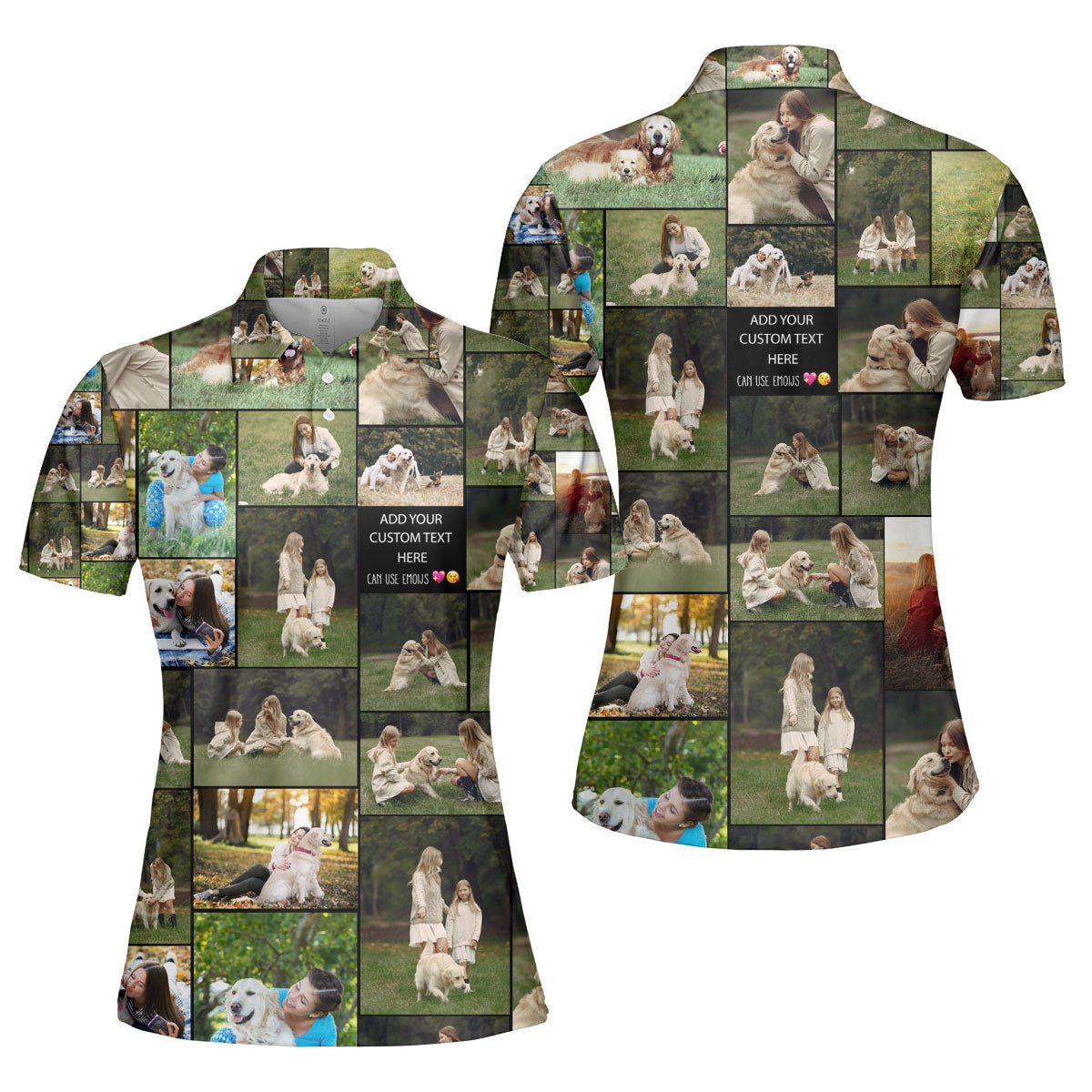 Create a Pet Dog Lovers Gift, Dog Mom Gift with Collage Photo & Text on AOP Polo Shirt