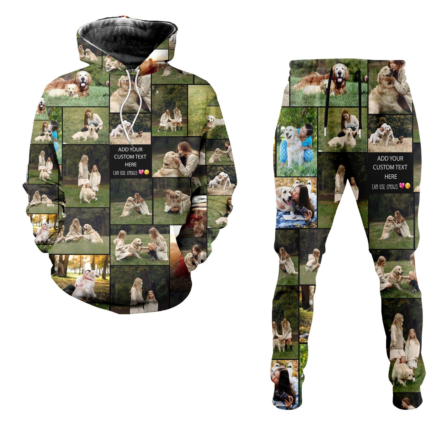 Create a Pet Dog Cat Memorial Sympathy Gifts with Collage Photo & Text on Combo Hoodie & Joggers
