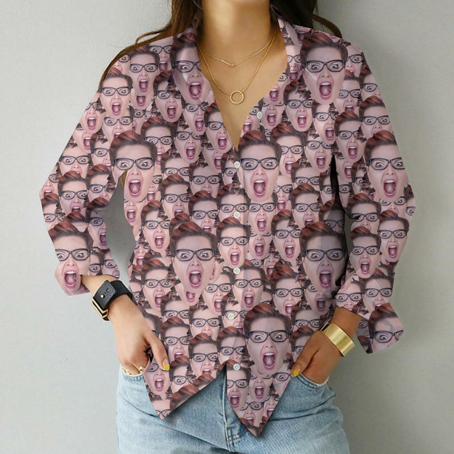 Create a Funny Long Sleeve Hawaiian Shirt with Human or Pet Face on It