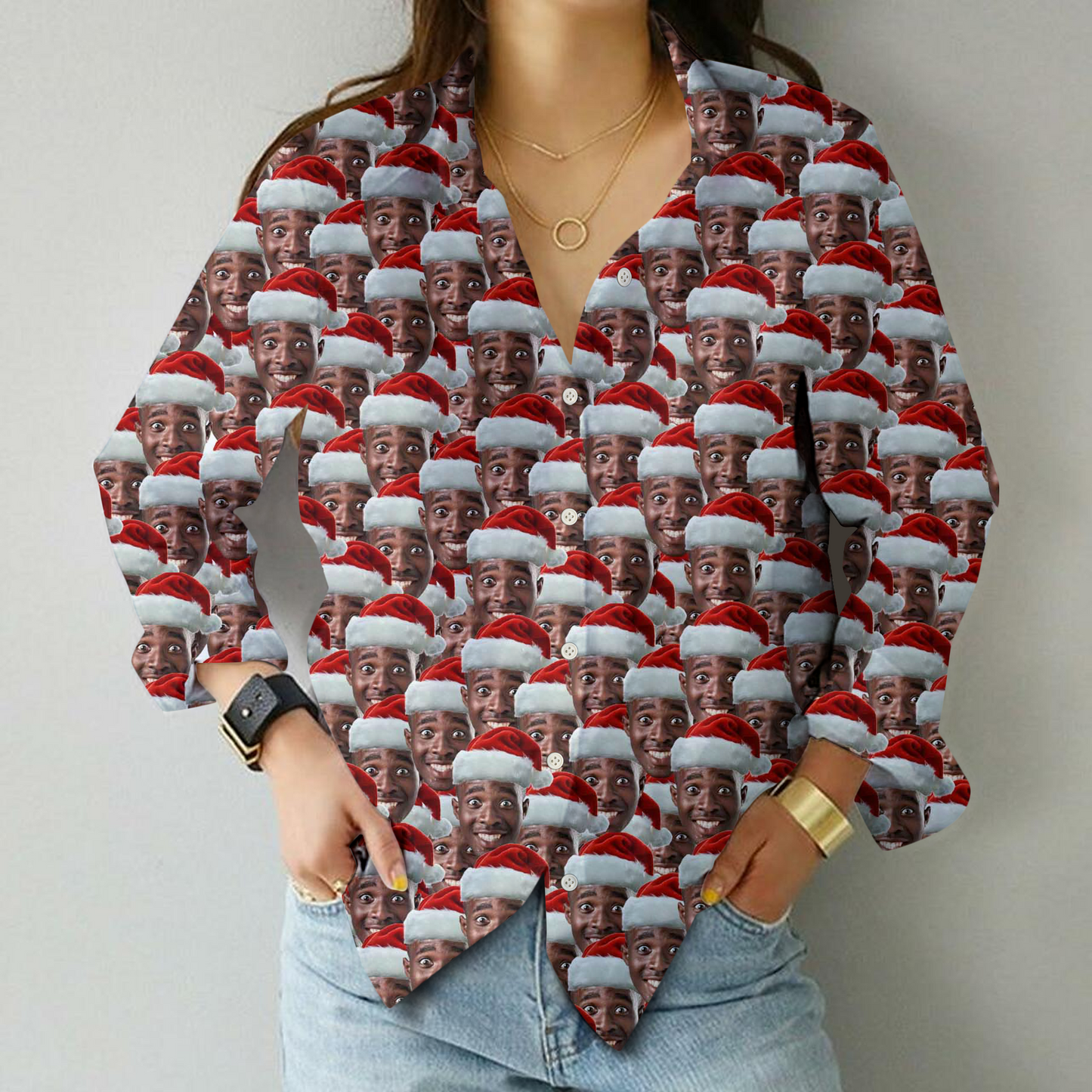 Create a Funny Long Sleeve Hawaiian Shirt with Human or Pet Face on It