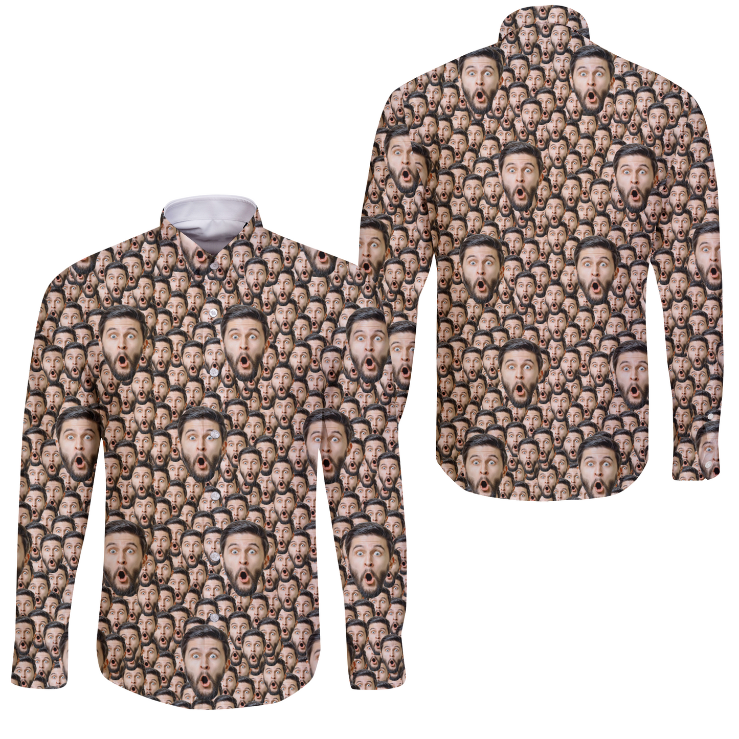 Create a Funny Long Sleeve Hawaiian Shirt with Human or Pet Face on It