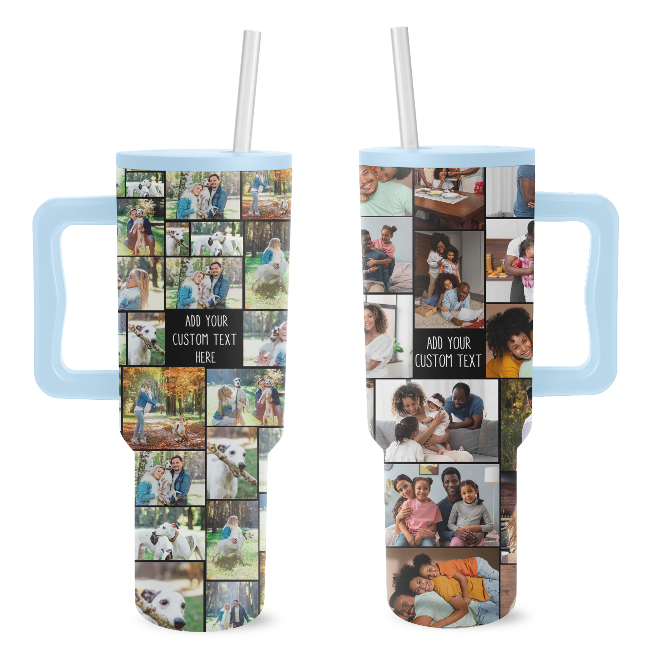 Custom Photo Collage & Text on Personalized 40oz Trek Tumbler