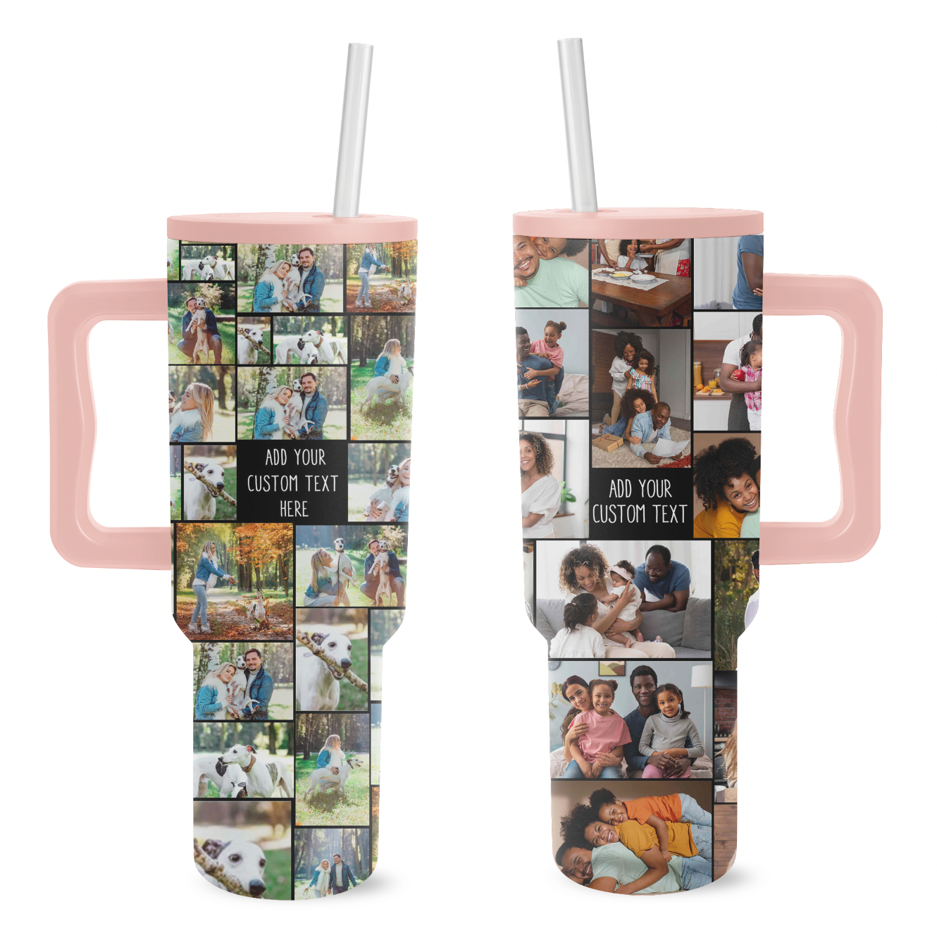 Custom Photo Collage & Text on Personalized 40oz Trek Tumbler