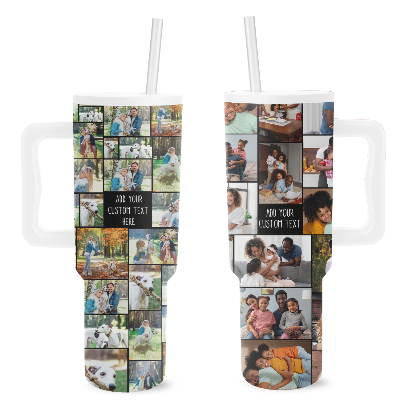 Custom Photo Collage & Text on Personalized 40oz Trek Tumbler