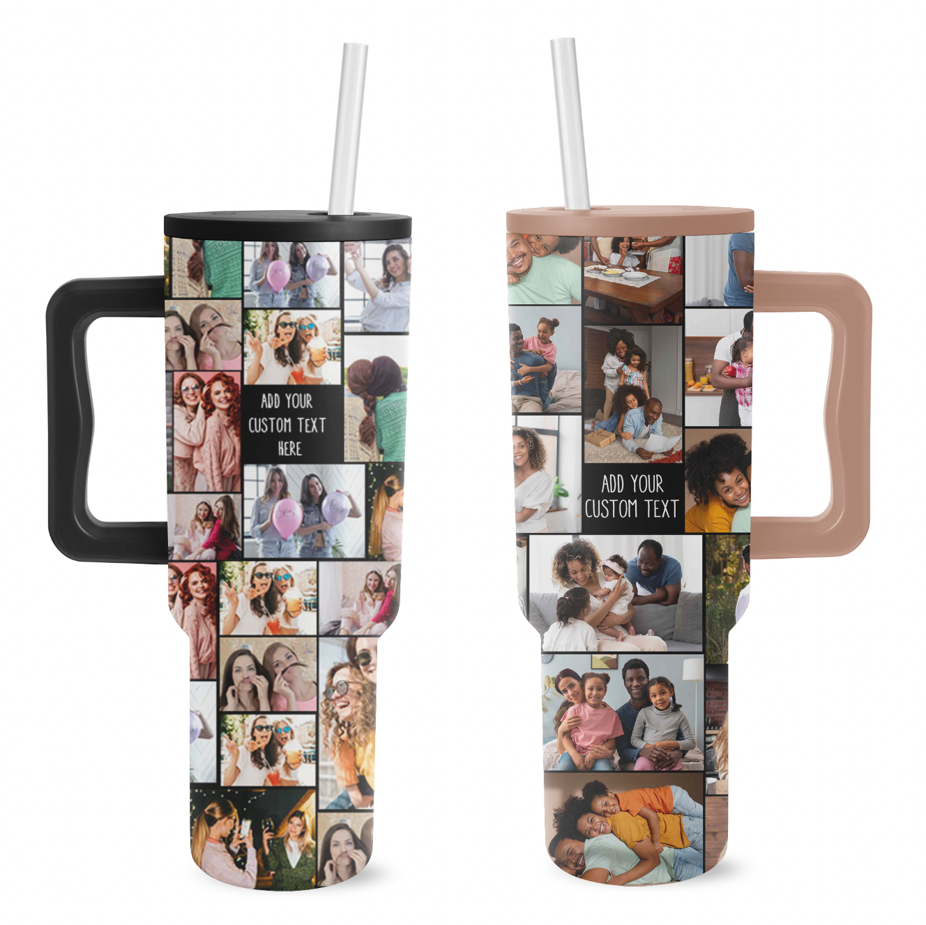 Custom Photo Collage & Text on Personalized 40oz Trek Tumbler